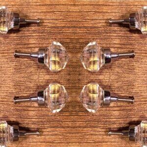 Six (6) Small 1 1/2" tall Clear Solid Crystal Glass Drawer Pull Six (6) HO35C